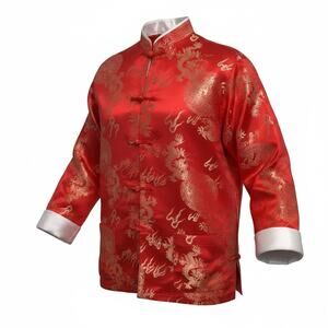 Traditional Tang Bright Red Suit jacket (Tangzhuang) Festive Ceremonial Wear XL